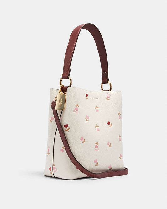 Coach Small Town Bucket Bag With Heart Floral Print