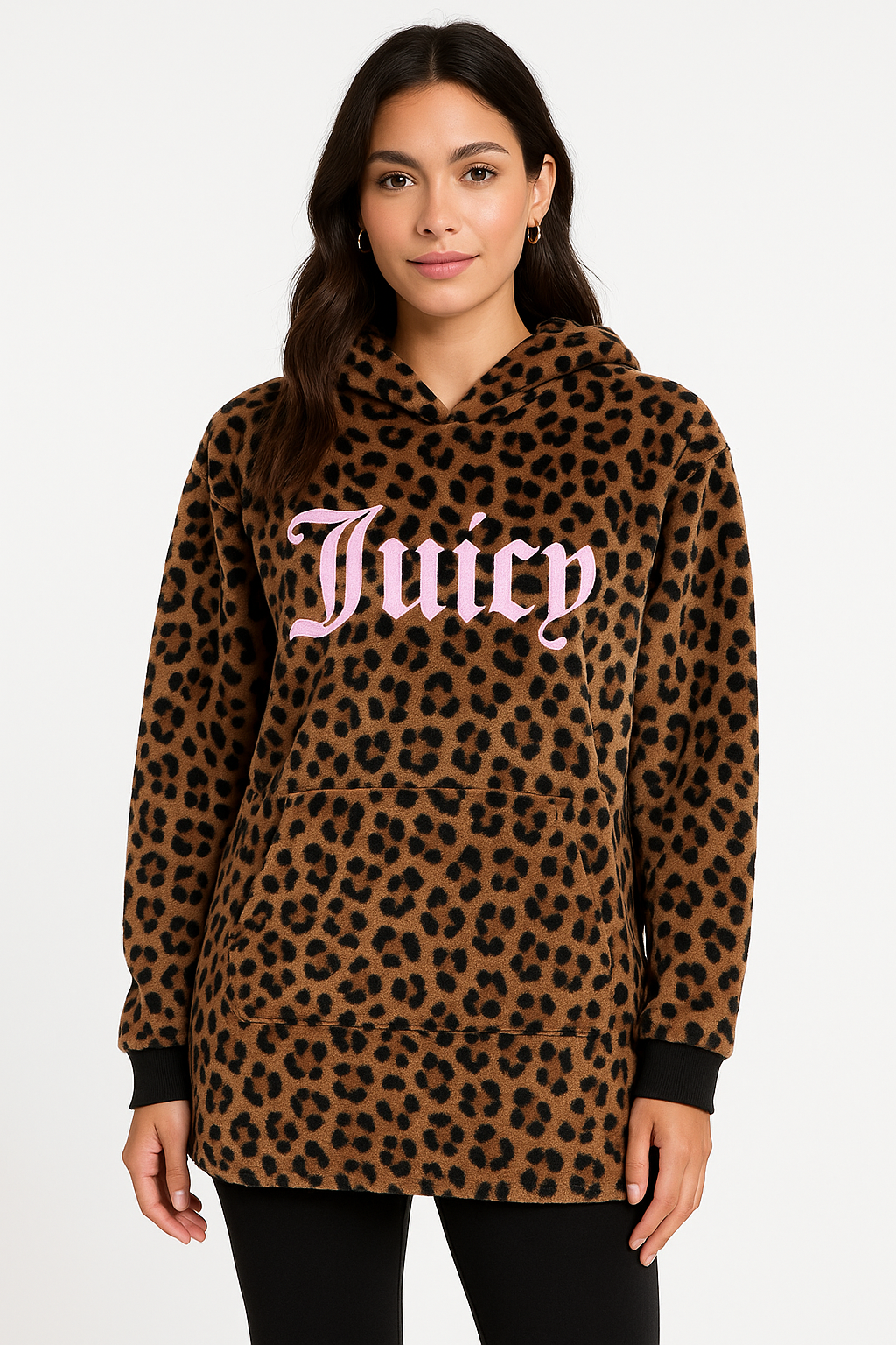 Juicy Couture Leopard Print Hooded Snuggly-Pink Letters Size L