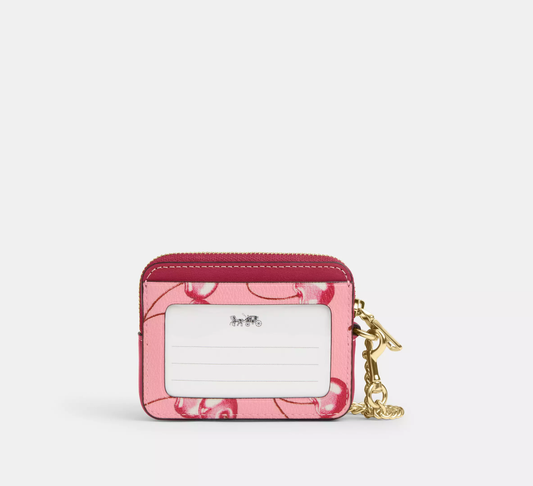 COACH ZIP CARD CASE WITH CHERRY PRINT