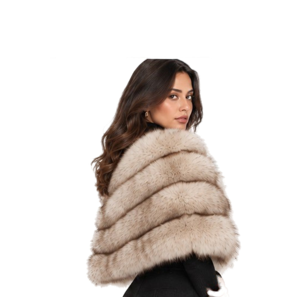 Women's Genuine Fur Wrap Shawl