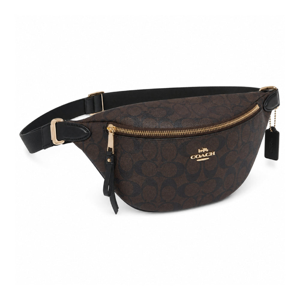 Coach Signature Coated Canvas Belt Bag in Dark Brown