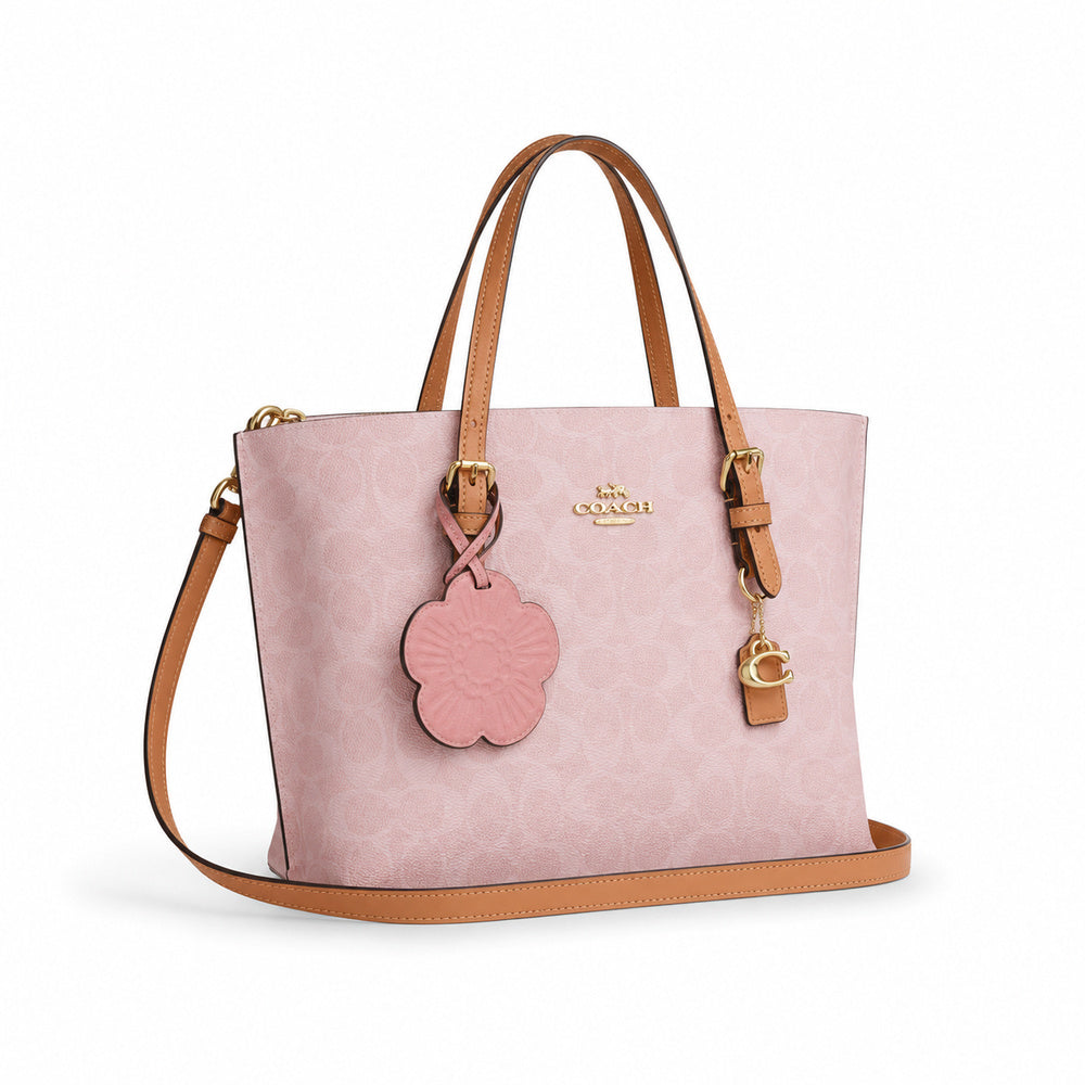 Coach Mollie Tote Bag 25 in Baby Pink Signature Canvas