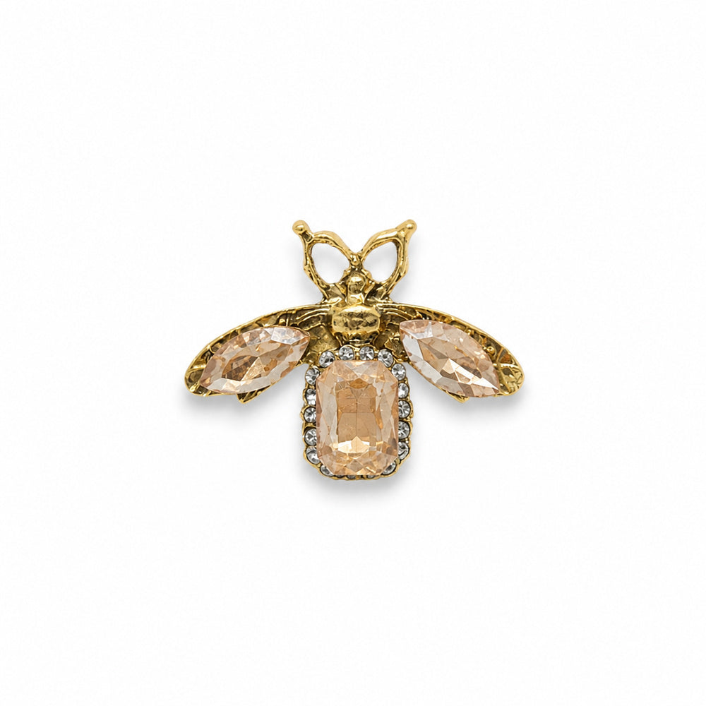 Crystal Bee Brooch in Gold and Champagne