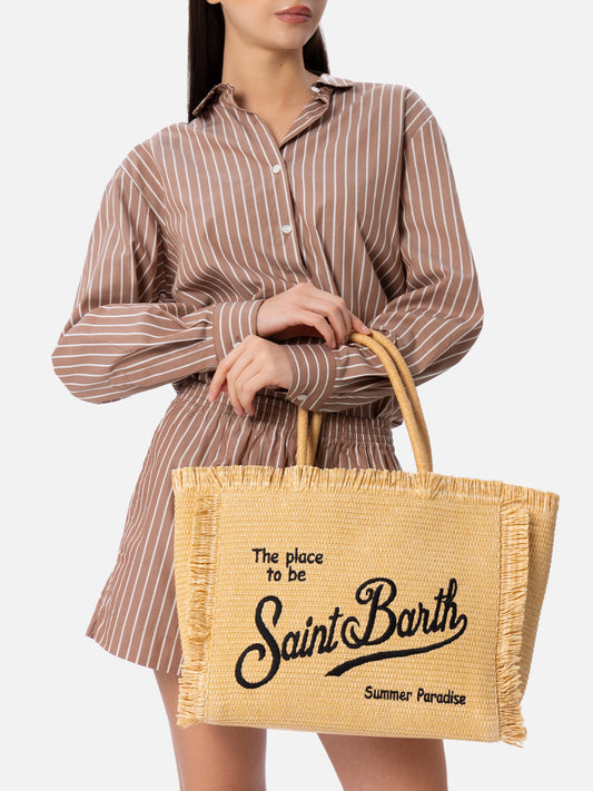 MC2 SAINT BARTH BEIGE STRAW EFFECT VANITY TOTE BAG