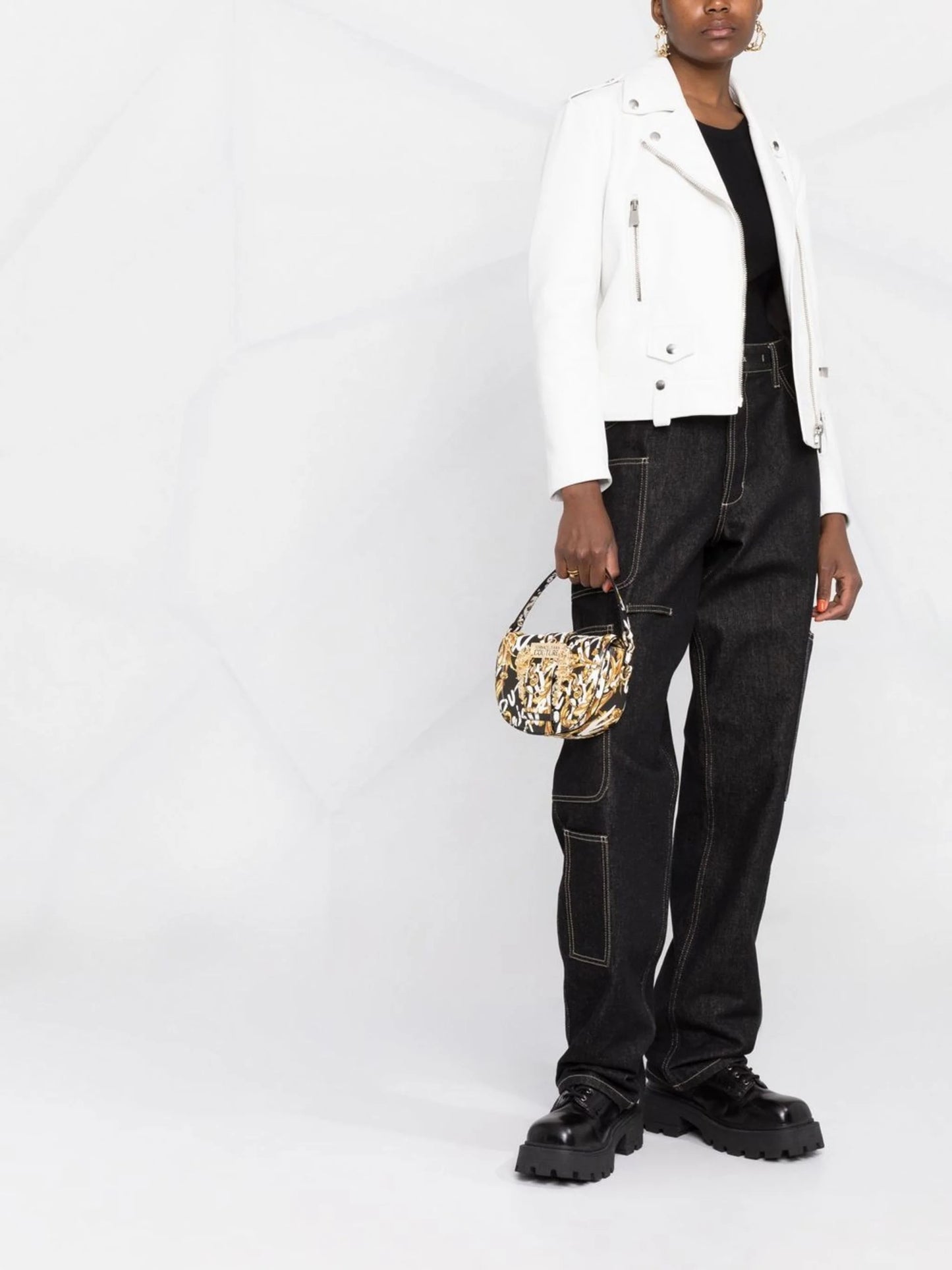VERSACE JEANS COUTURE BAROQUE LOGO SPACE CROSSBODY BAG