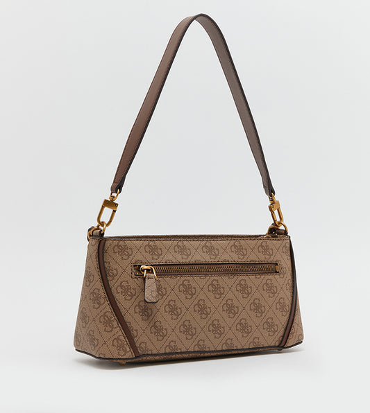 Guess Izzy Top Zip Shoulder Bag for Women Latte Logo Brown