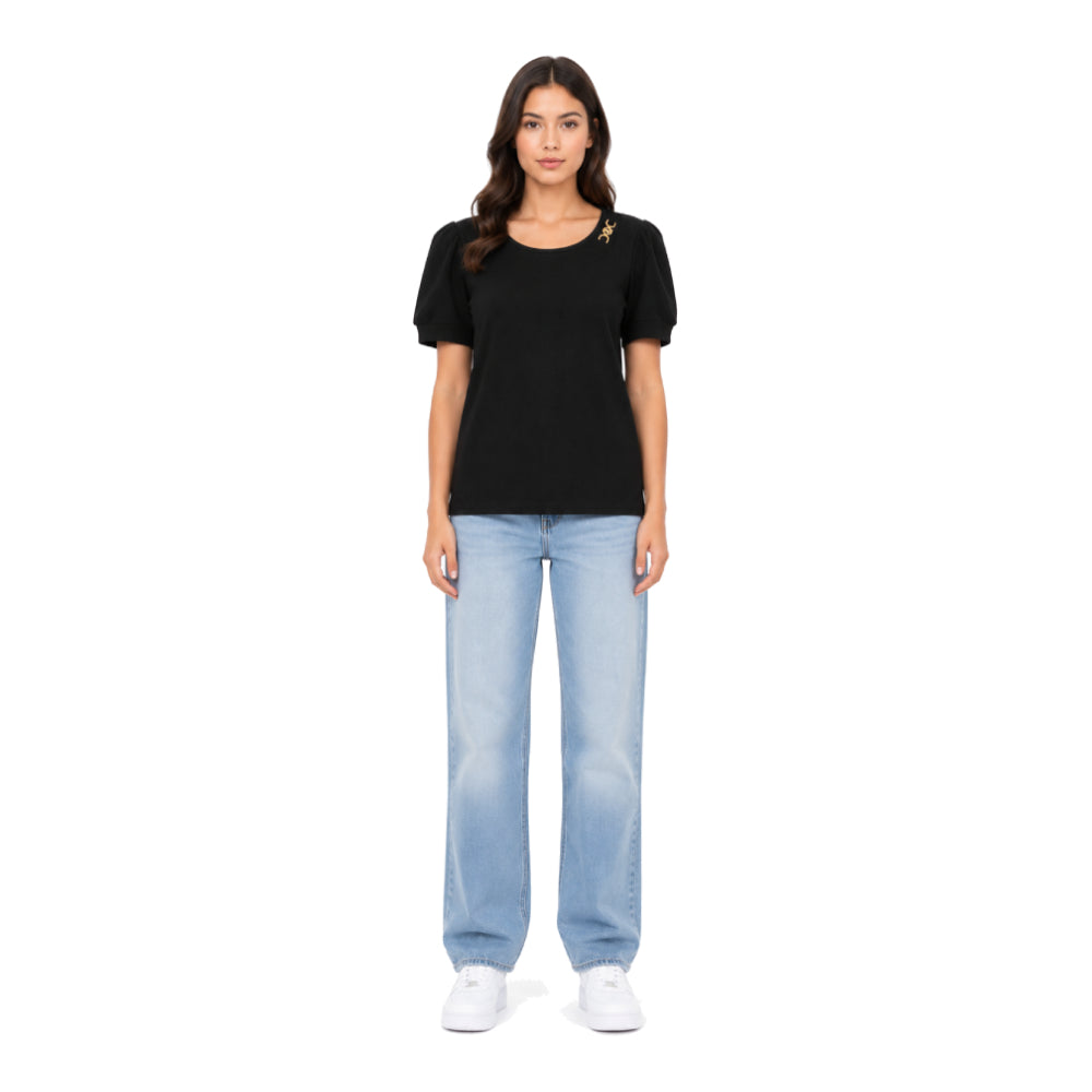 Michael Kors T-Shirt Black With Gold acc Size M
