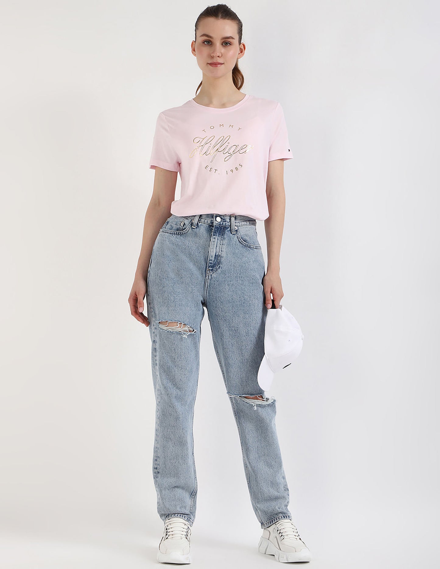 TOMMY HILFIGER Printed Regular Fit T-Shirt baby pink size M