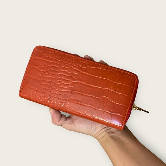 Bebe Evelyn Croco Zip Around Wallet