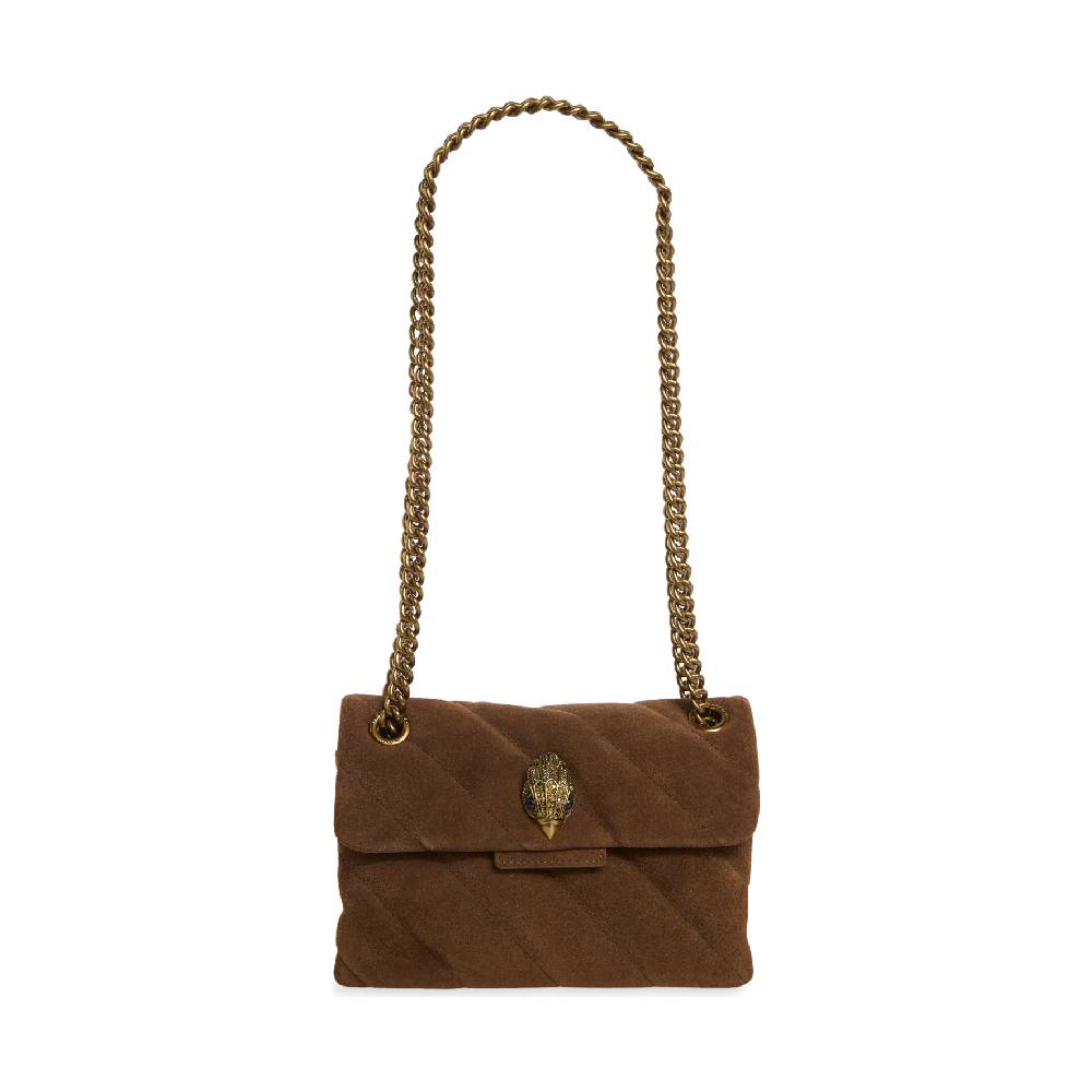 Kurt Geiger Soho Mini Leather Bag in Brown Suede