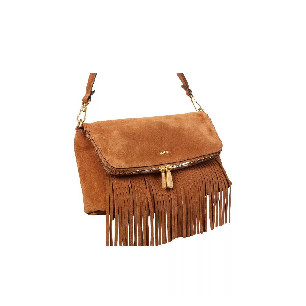Abro Nana Fringes Shoulder Bag in Brown Suede