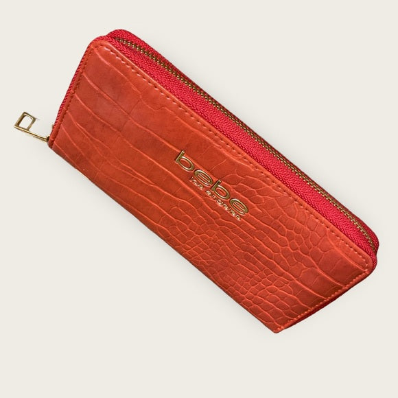 Bebe Evelyn Croco Zip Around Wallet