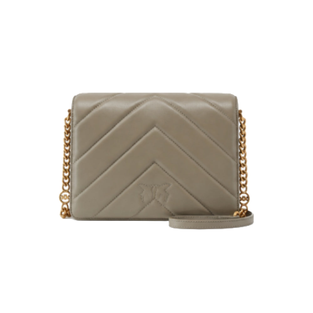 PINKO Love Click Classic large Crossbody Bag In Taupe