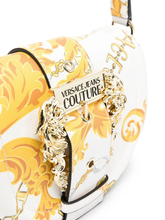 VERSACE COUTURE FAUX-LEATHER CROSSBODY BAG IN WHITE