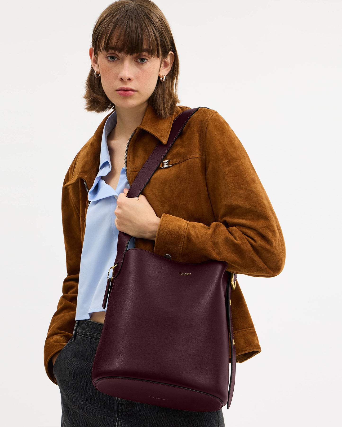 Coach Bleecker Bucket Bag in Burgundy