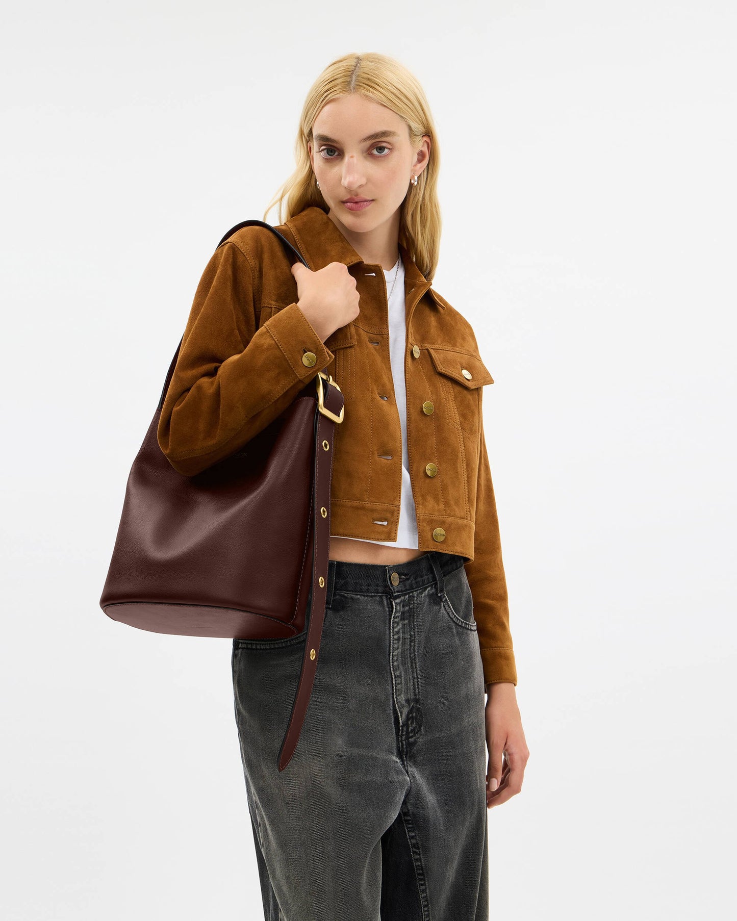 Coach Bleecker Bucket Bag in dark brown
