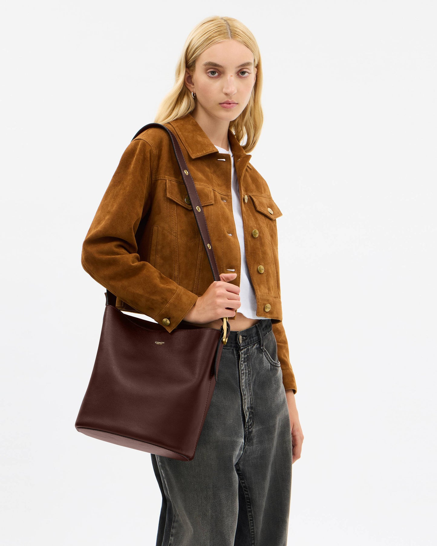 Coach Bleecker Bucket Bag in dark brown