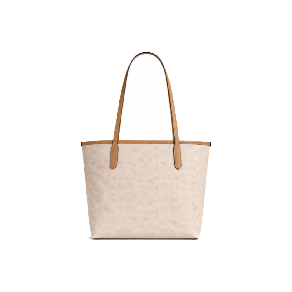 Coach Station Tote Bag Signature Canvas in Chalk