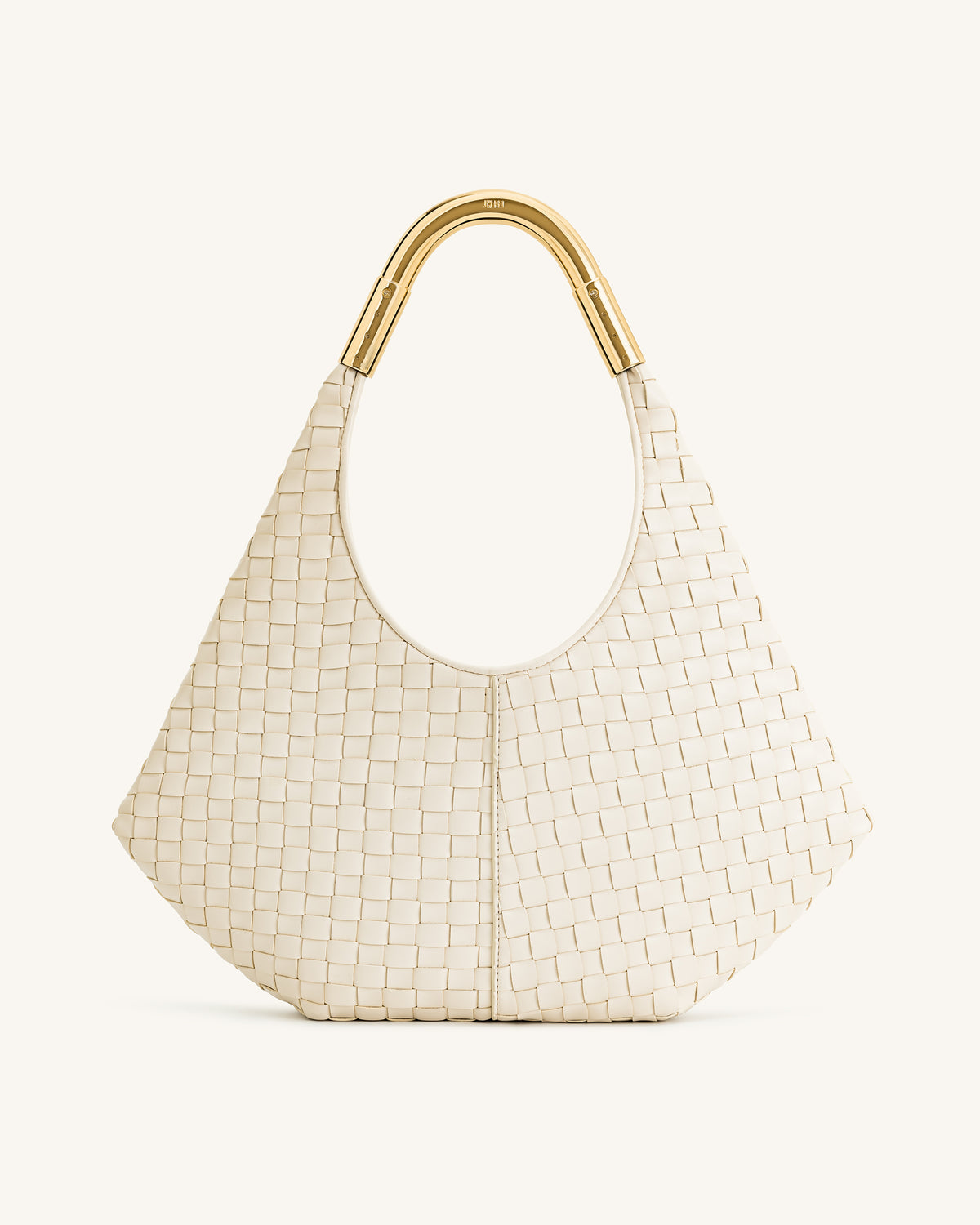 JW PEI Olivia Hand-Woven Metal Handle Hobo Bag in White
