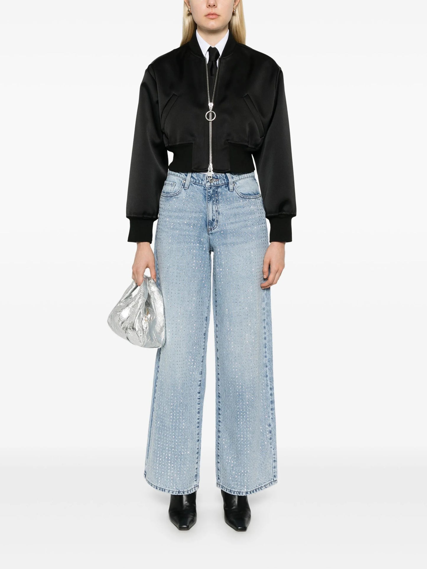 DKNY Shimmery straight-leg cropped jeans size 40