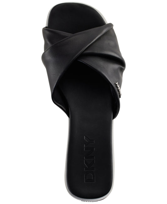 DKNY Women's Jezebel Leather Crisscross Sandals In Black size 7.5