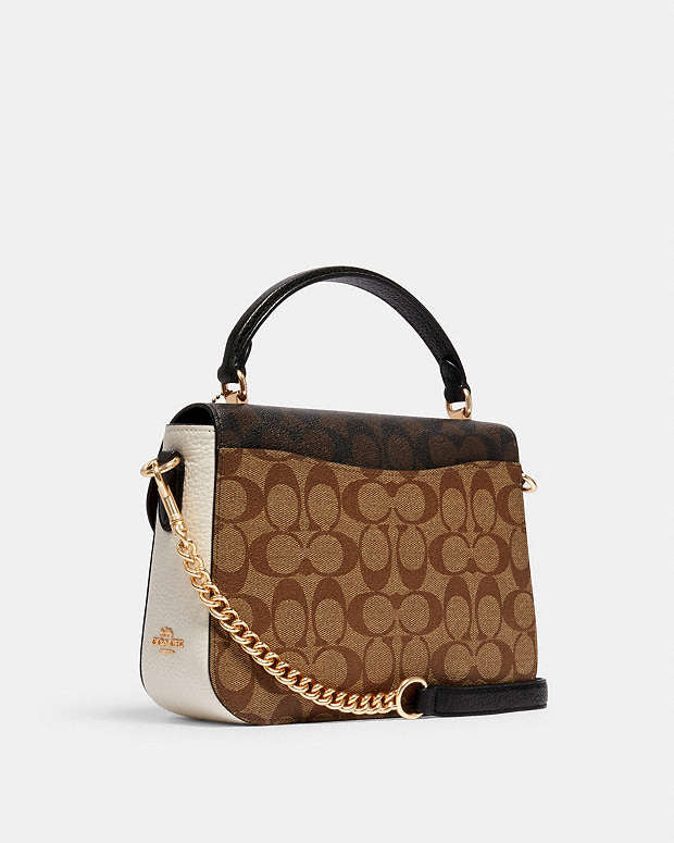 Marlie Top Handle Satchel In Blocked Signature Canvas