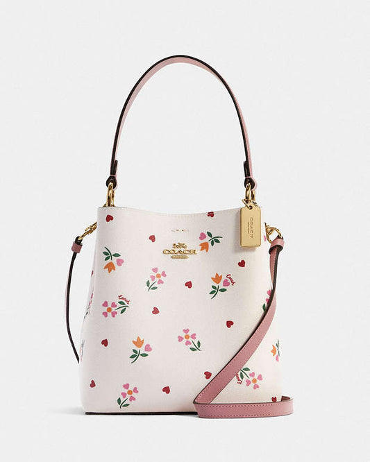 Coach Small Town Bucket Bag With Heart Petal Print