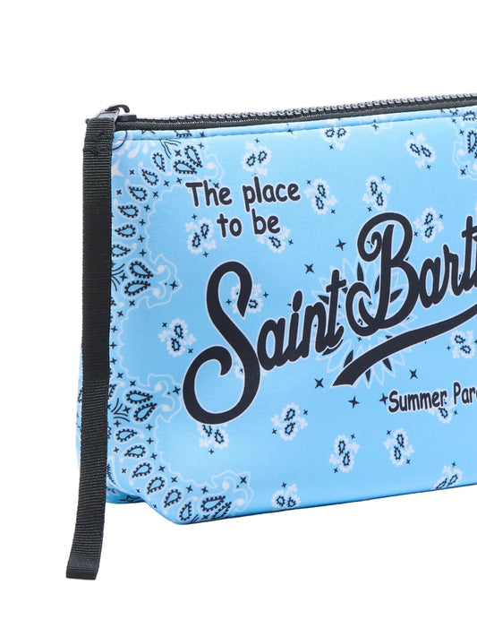 MC2 SAINT BARTH ALINE SCUBA POUCH WITH LIGHT BLUE BANDANA PRINT