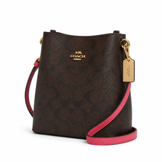 Coach Mini Town Bucket Bag In Brown Signature Canvas