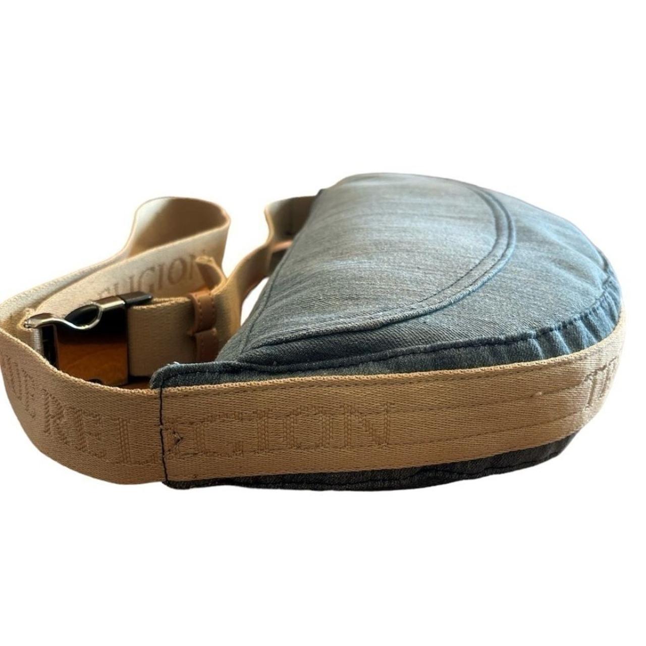 TRUE RELIGION Washed Denim Hobo Shoulder Bag