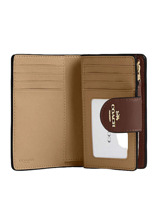 Coach Medium Corner Zip Wallet In Signature Canvas in tan brown