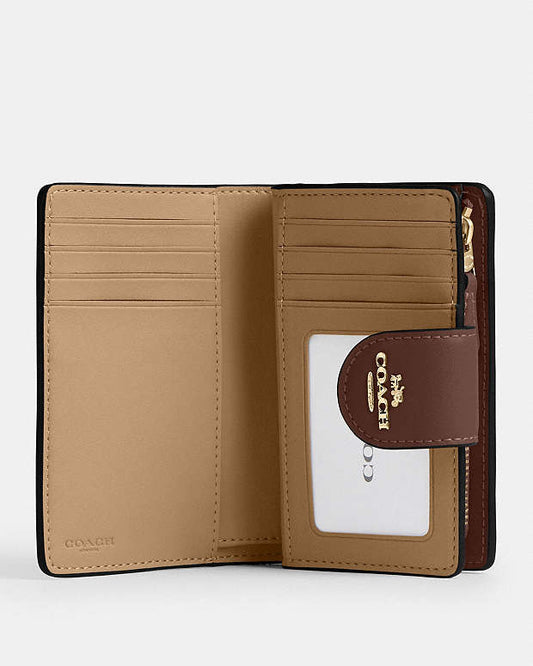 Coach Medium Corner Zip Wallet In Signature Canvas in tan brown