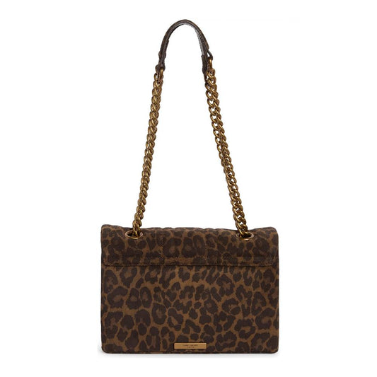Kurt Geiger Union Jack Leopard Print Leather Shoulder Bag in Open Brown