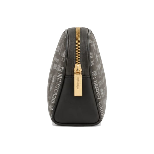Roberto Cavalli Monogram Cosmetic Pouch In Black/Grey