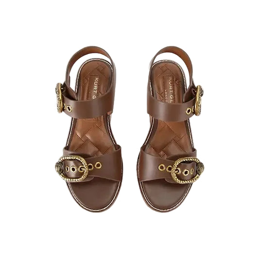 KURT GEIGER Mayfair Buckle-Embellished Leather Platform Sandals size 6.5M