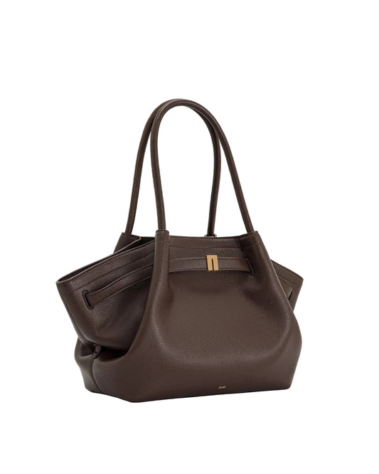 JW PEI Hana Medium Faux Straw Tote Bag in Dark Brown