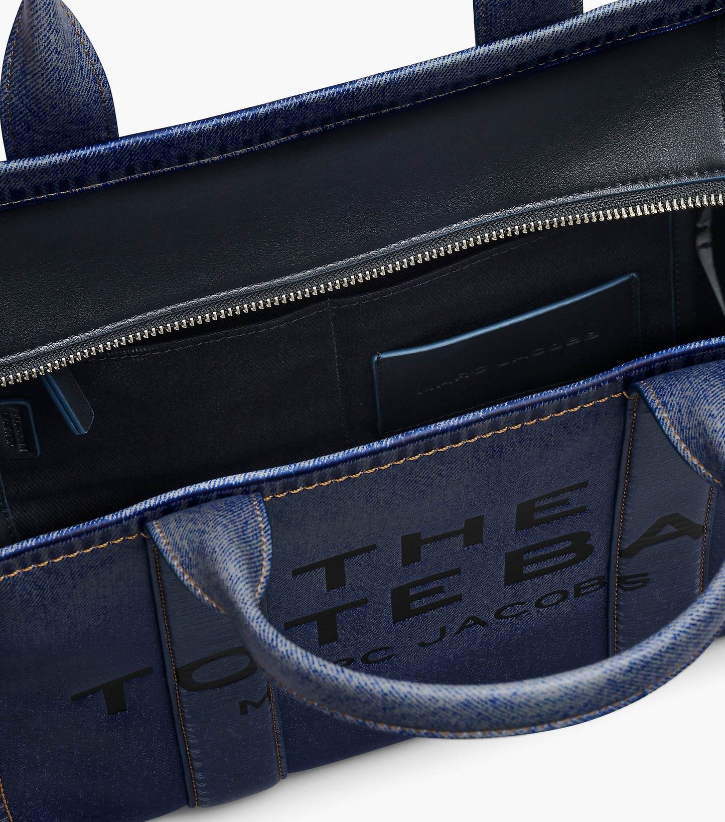 THE DENIM-PRINTED LEATHER MEDIUM TOTE BAG MARC JACOBS