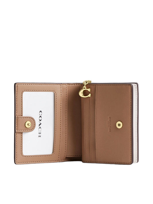 Coach Snap Wallet In Signature Canvas Sand/Chalk
