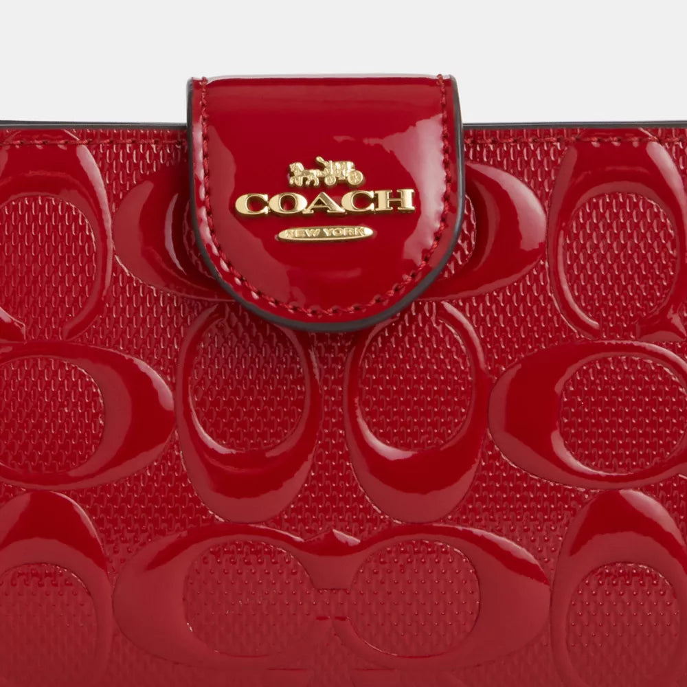Coach Medium Corner Zip Wallet With Signature Leather in red