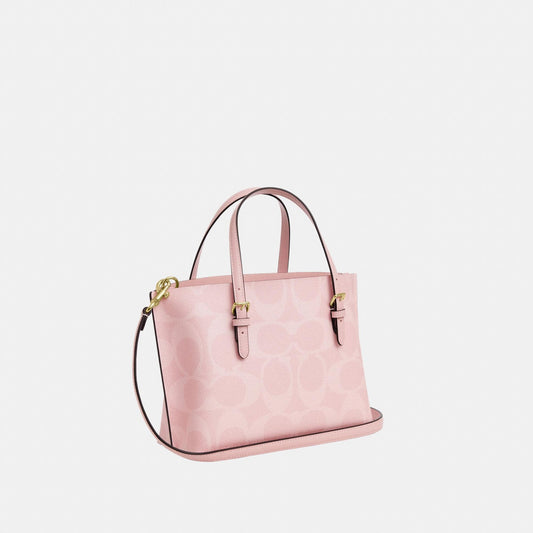 Coach mollie 25 tote in signature canvas in baby pink