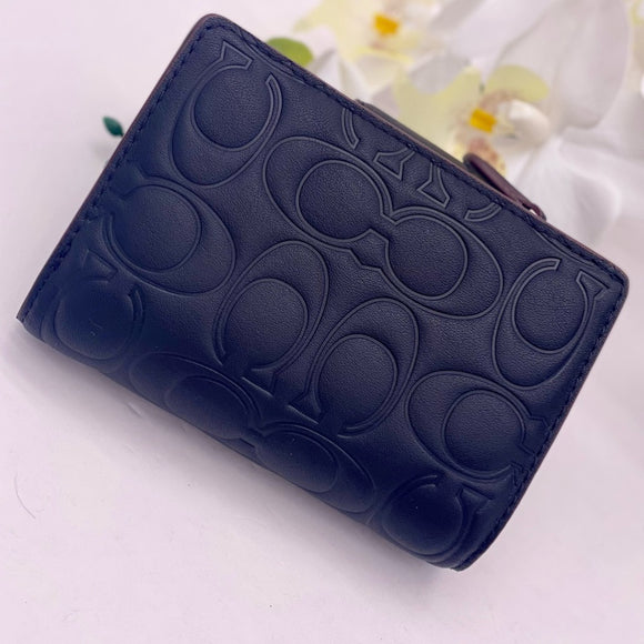 Coach Medium Corner Zip Wallet With Signature Black