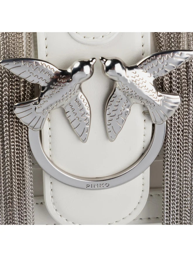 PINKO Chain Fringe Cross Body Bag In White