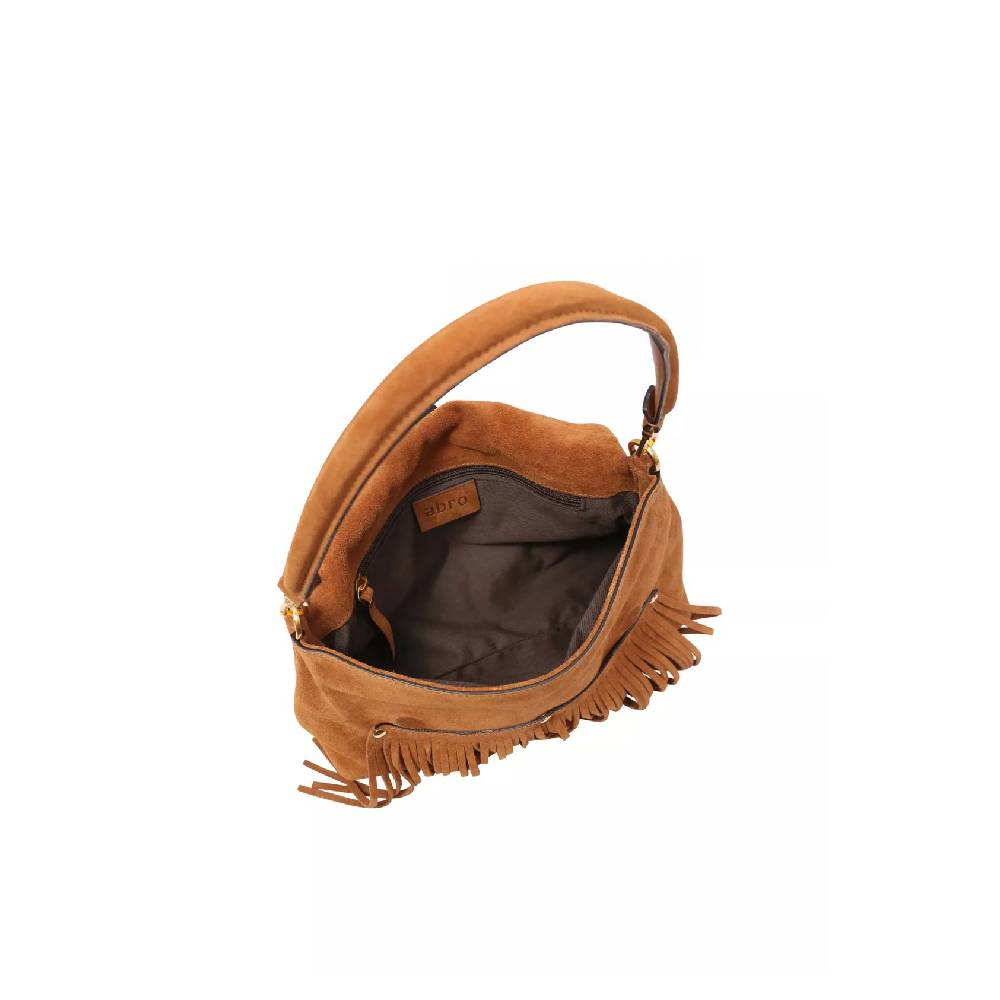Abro Nana Fringes Shoulder Bag in Brown Suede