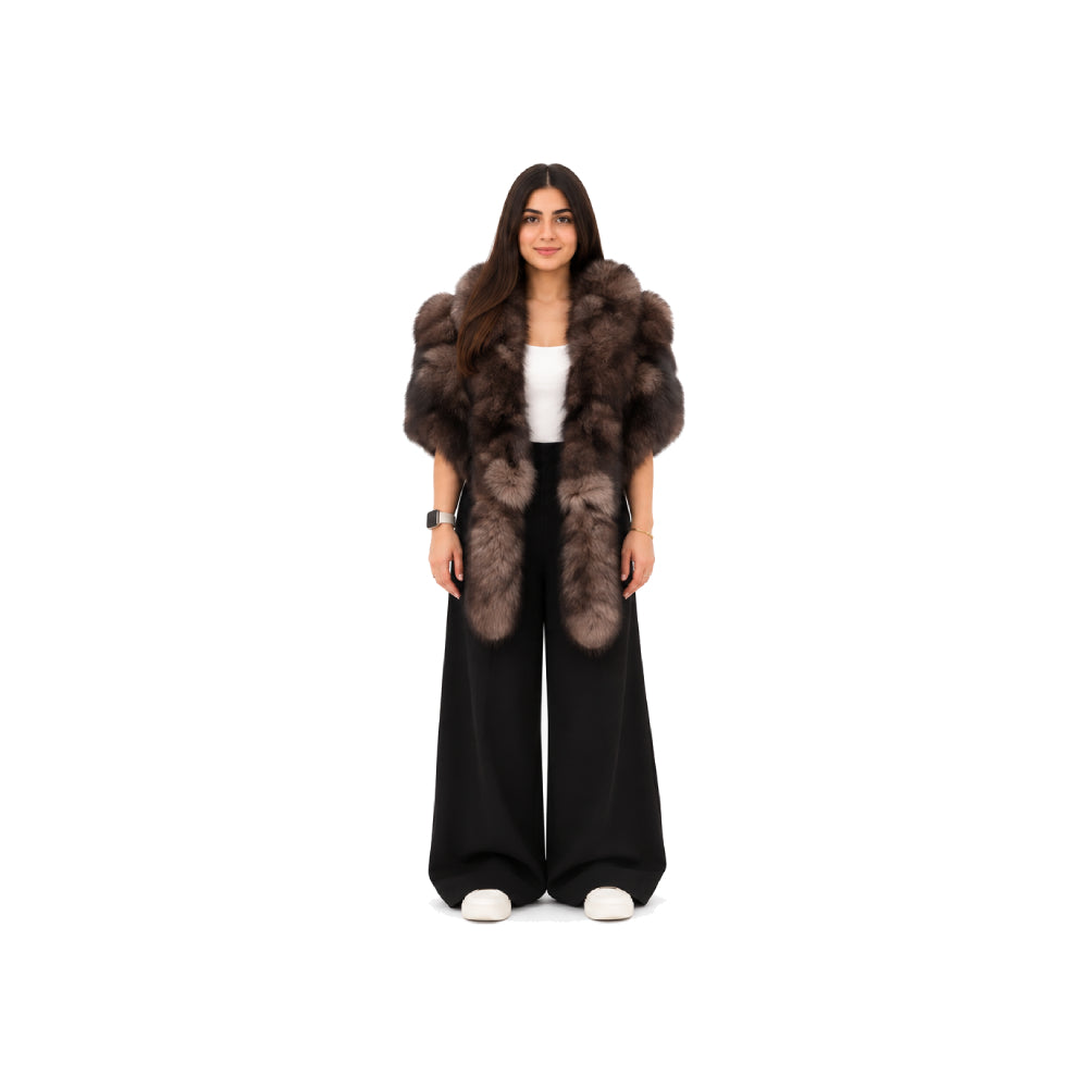 Women's Genuine Fur Wrap Shawl