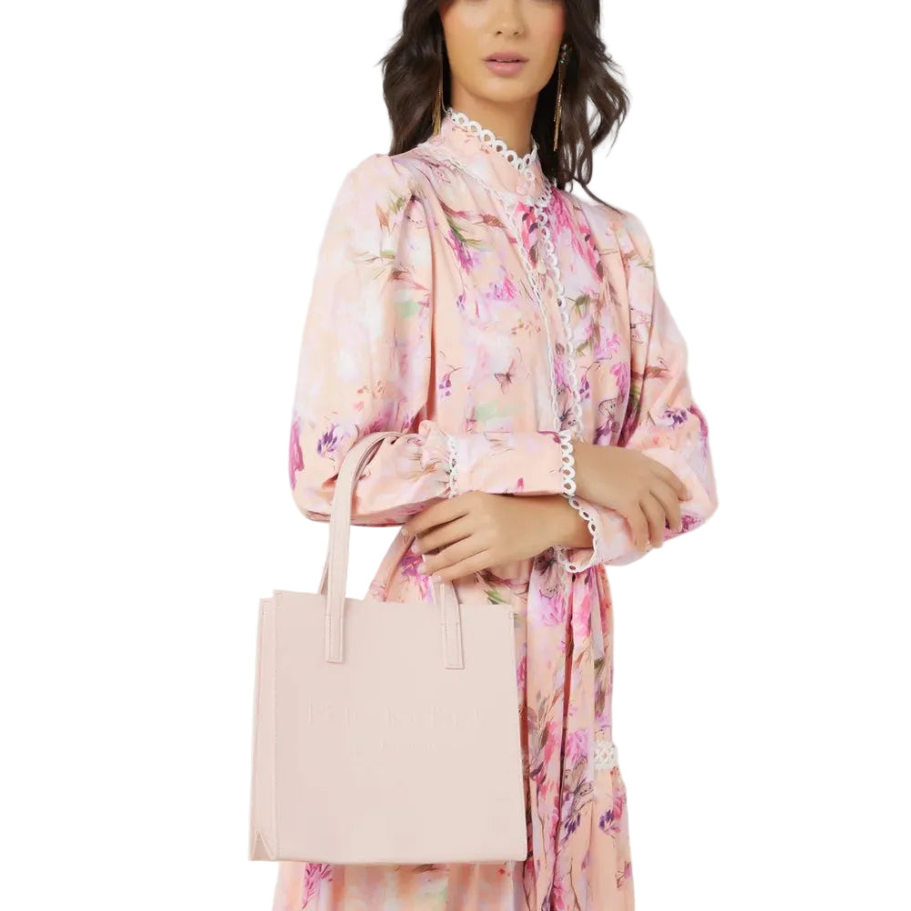 Ted Baker Crosshatch Faux Leather Icon Tote Bag in Pink