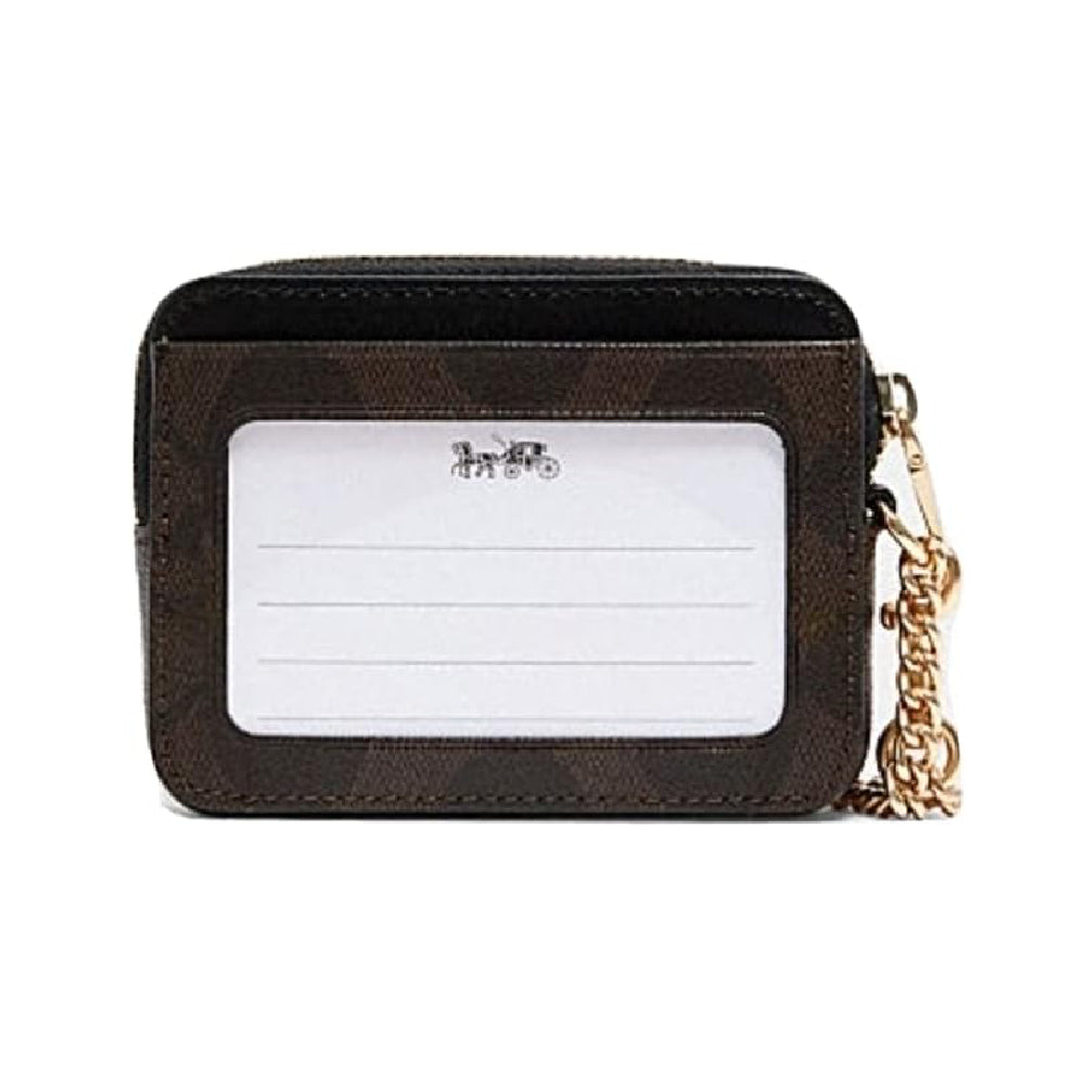 Coach Zip Card Case In Signature Canvas
