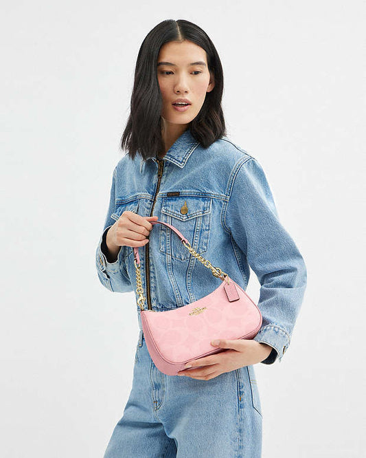 Coach Teri Shoulder Bag In Signature Canvas in pink