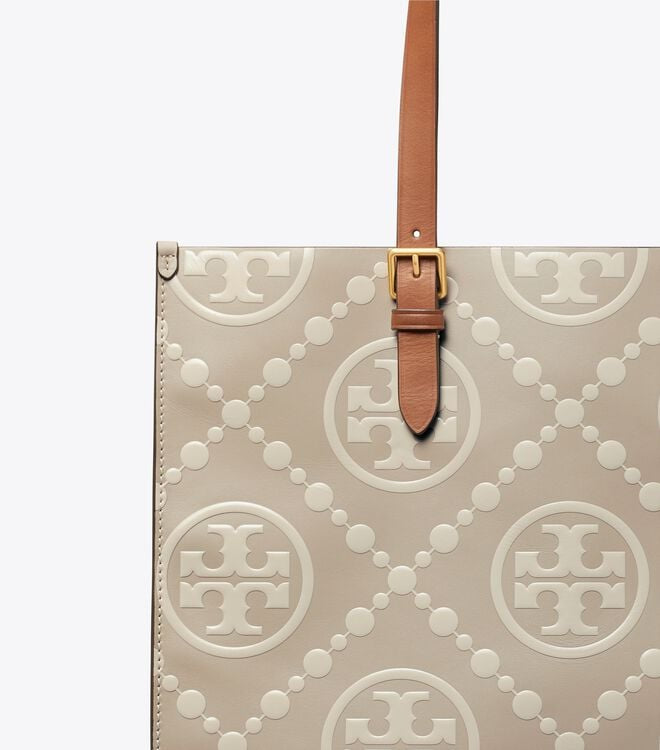T MONOGRAM CONTRAST EMBOSSED TOTE TORY BURCH LARGE