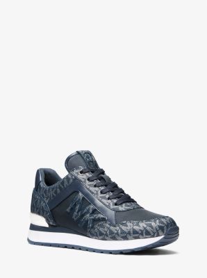 Michael Kors Maddy Two-Tone Logo Trainer navy sneakers