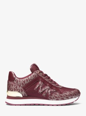 Michael Kors Maddy Two-Tone Logo Trainer oxblood sneakers